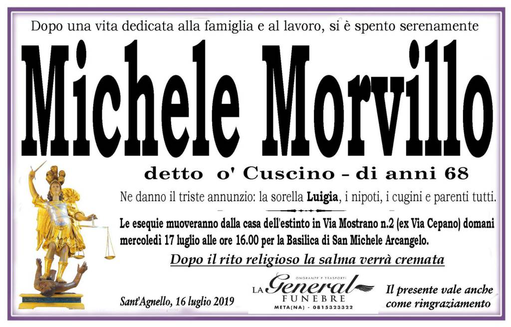 Sant'Agnello: ci lascia Michele Morvillo ( o' Cuscino)