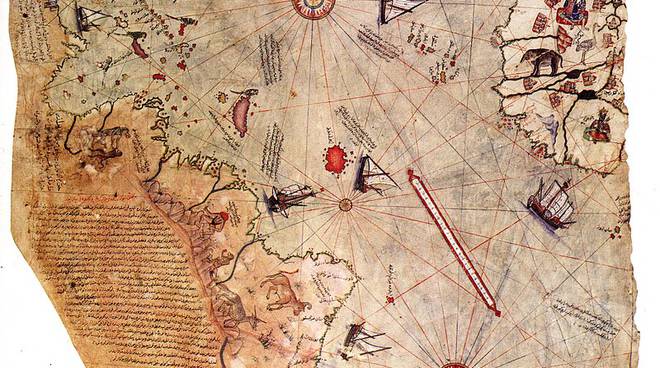 A Napoli l\'agenda con la mappa dell\'ammiraglio ottomano Piri Reis (1465 - 1554)