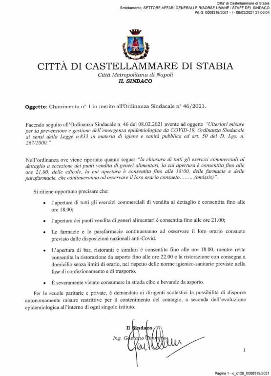 Castellammare di Stabia, provvedimenti anti-covid, i chiarimenti del sindaco