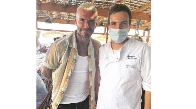 Massa Lubrense, l'ex calciatore David Beckham al ristorante “Lo Scoglio” di Nerano