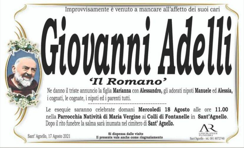 Penisola sorrentina, Sant'Agnello: è venuto a mancare Giovanni Adelli, Il  Romano - Positanonews