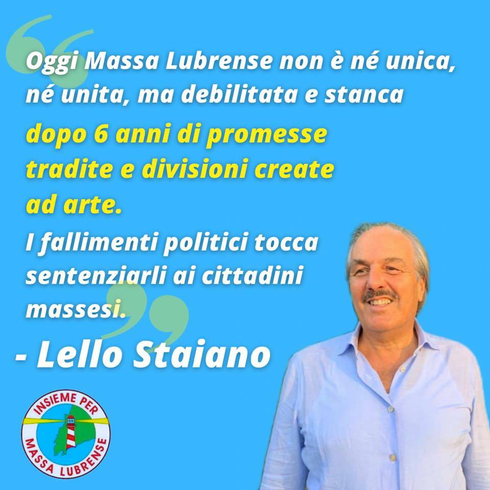 Lello Staiano, capogruppo di “Insieme per Massa Lubrense”: “La città non ha bisogno della demagogia”