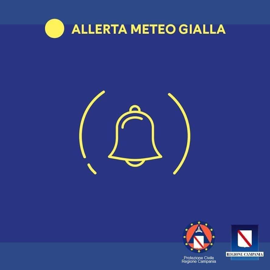 In Campania allerta meteo gialla dalle 20.00 di stasera fino alle 12.00 di domani