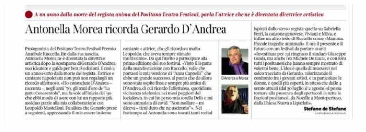 Gerardo D'Andrea ricordato sul Corriere del Mezzogiorno