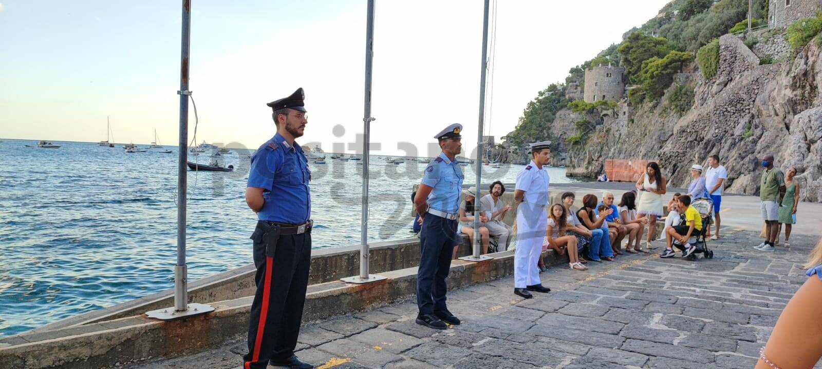 Cerimonia Bandiera Blu a Positano e consegna targa alla famiglia della professoressa Lamberti