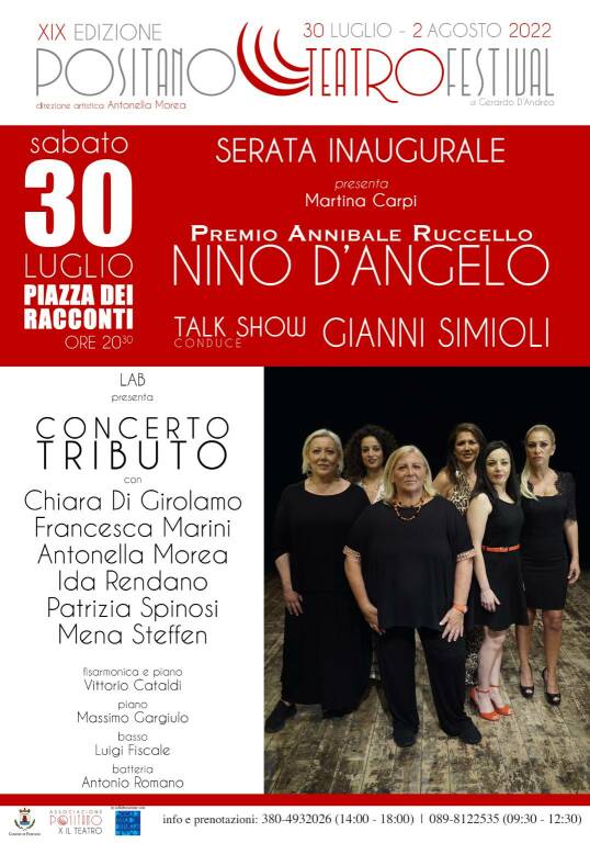 Positano Teatro Festival, oggi la serata inaugurale con la consegna del Premio Annibale Ruccello a Nino D'Angelo