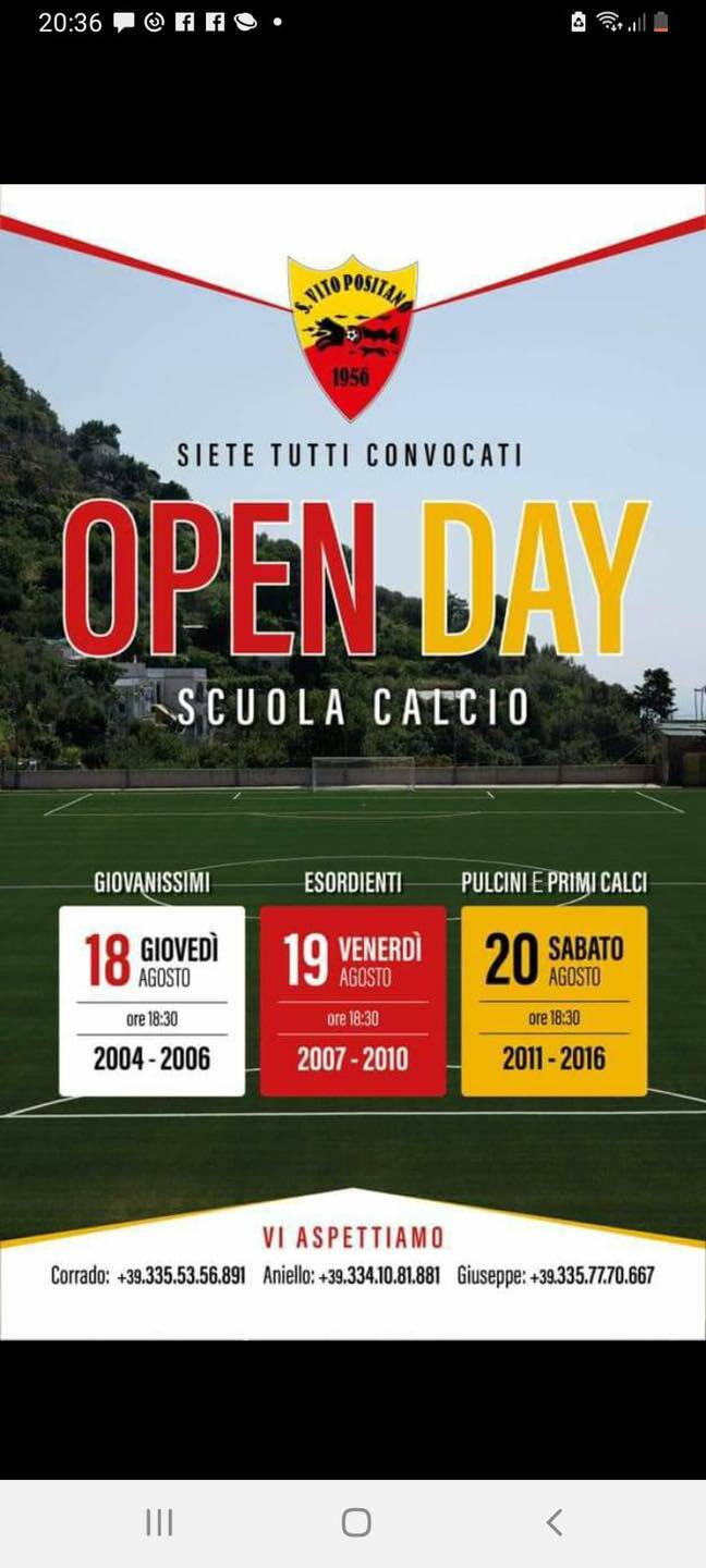 San Vito Positano: oggi e domani gli Open Day dedicati ad esordienti e pulcini