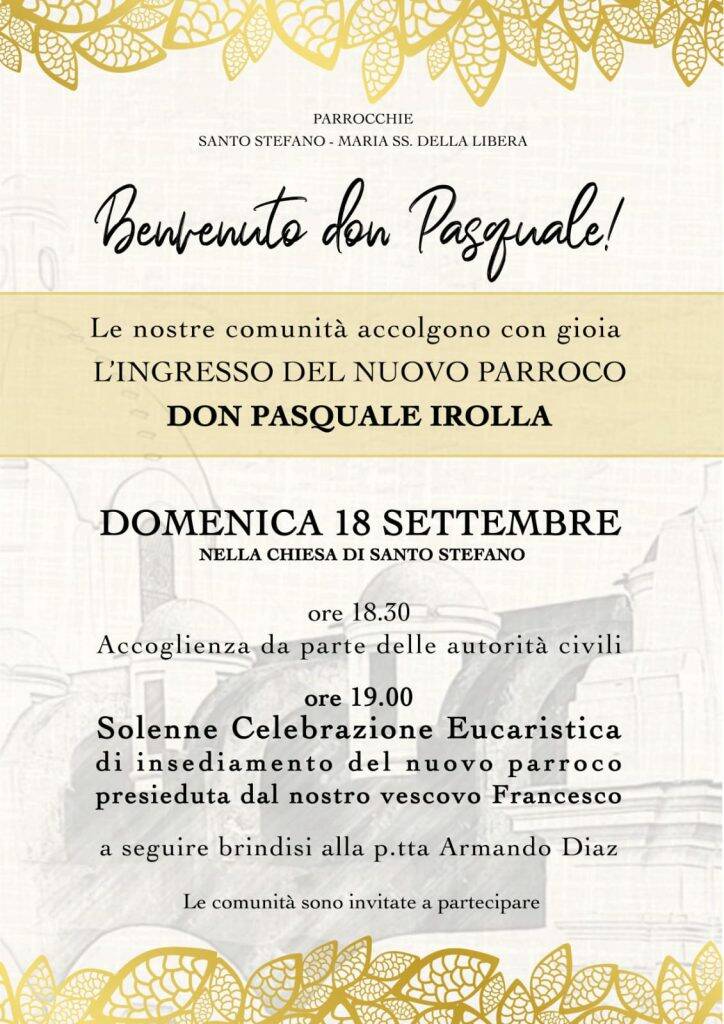Il 18 settembre l’insediamento di Don Pasquale Irolla come parroco di Capri. In tanti lo accompagneranno da Piano di Sorrento 
