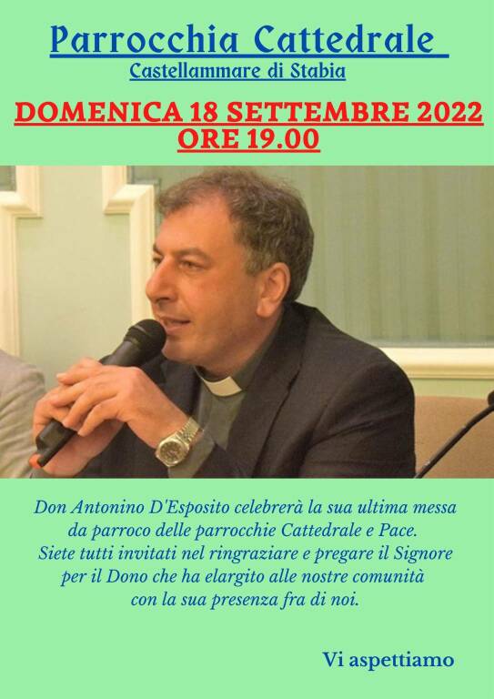 Piano di Sorrento attende Don Antonino D’Esposito che questa sera saluterà la comunità di Castellammare di Stabia