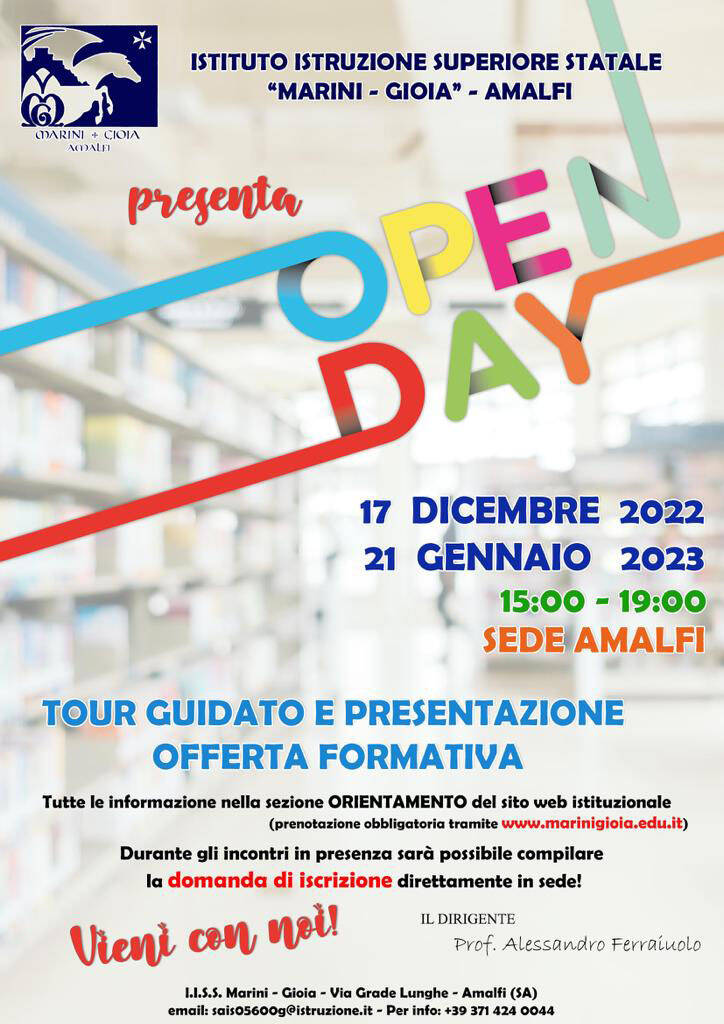 Open Day dell'I.I.S.S. "Marini - Gioia" di Amalfi