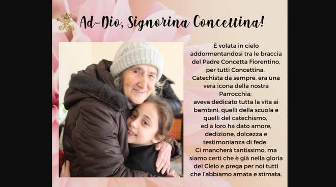 Sant'Agnello in lutto: è tornata alla Casa del Padre l'ex maestra di scuola materna Concetta Fiorentino