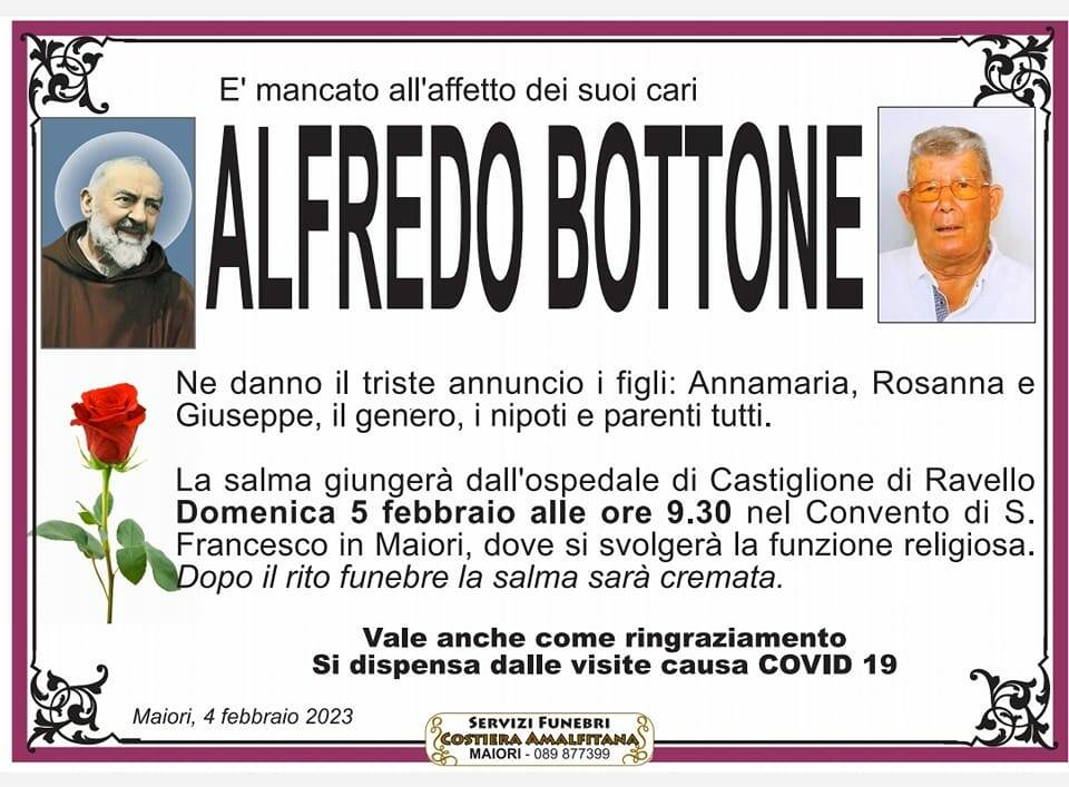 Cordoglio a Maiori per la scomparsa di Alfredo Bottone