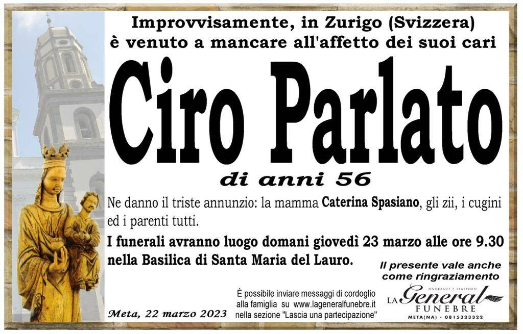 Meta in lutto per l improvvisa scomparsa di Ciro Parlato a soli 56