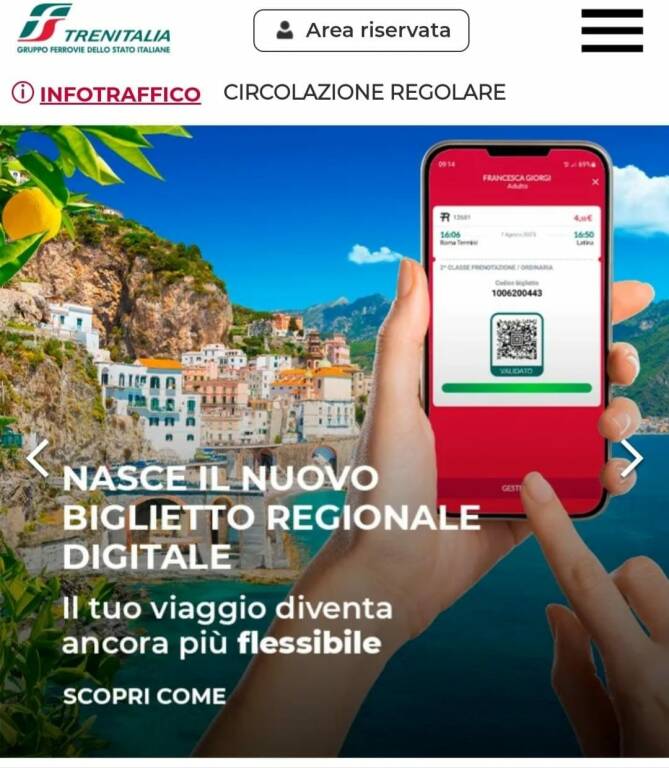 atrani nell'app ferrovie dello stato