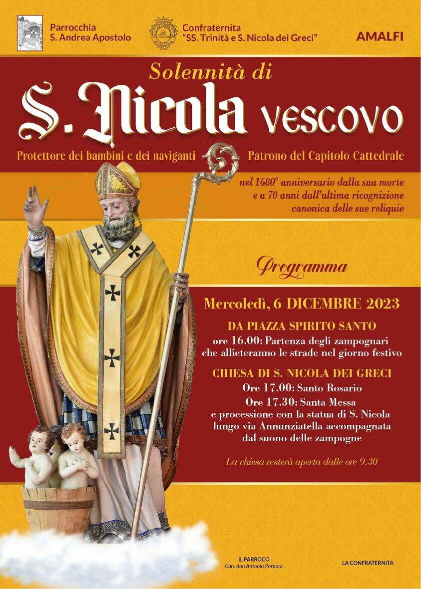 Celebrazione di San Nicola vescovo Amalfi 6 dicembre 2023