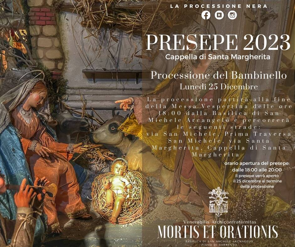 Piano di Sorrento, questa sera processione del Bambinello ed apertura dell’artistico Presepe in Via Santa Margherita