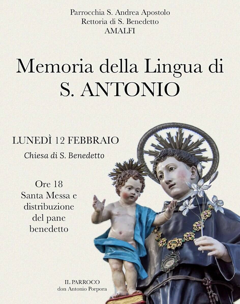 Amalfi lingua di sant'antonio 12 febbraio messa a san benedetto