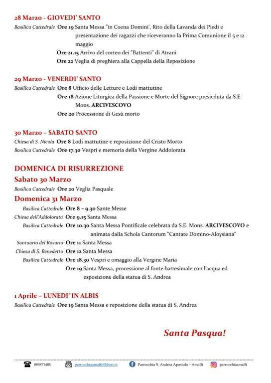 amalfi programma settimana santa 2024