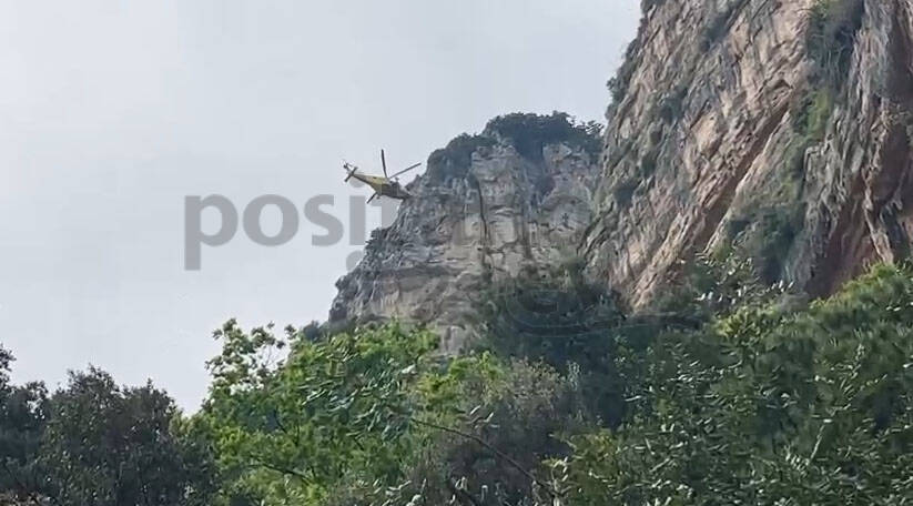 Positano, intervento elicottero del 118 soccorso in montagna 