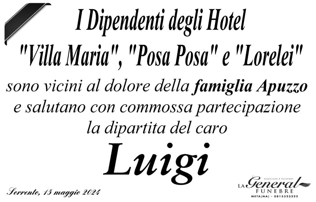 luigi apuzzo cordoglio dipendenti hotel