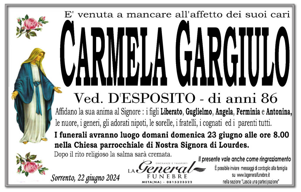 carmela gargiulo necrologio