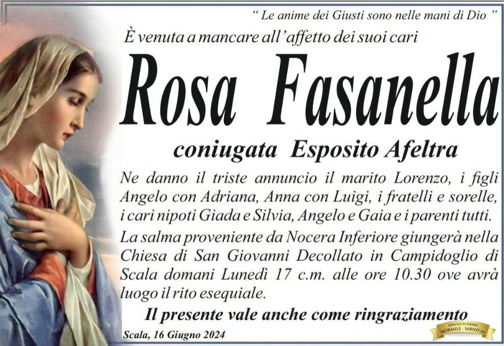 Rosa fasanella necrologio Scala