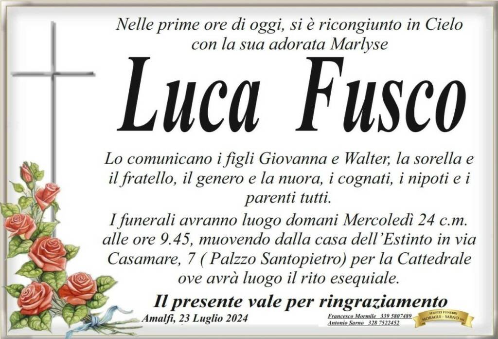 Luca Fusco Amalfi necrologio