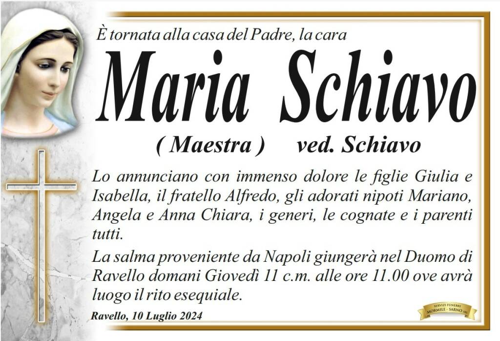 Maria Schiavo Ravello necrologio