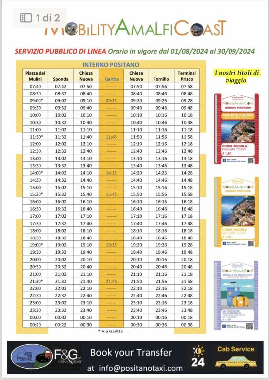 trasporto locale estivo positano