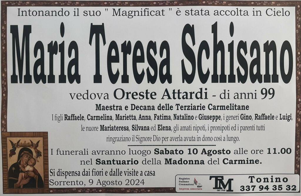 Maria Teresa Schisano, vedova Oreste Attardi