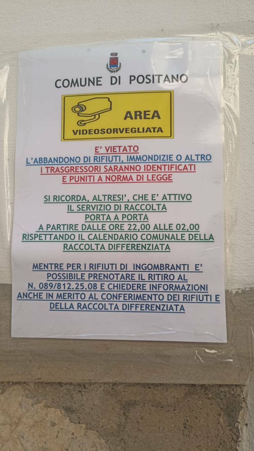 Positano: Installate le telecamere antirifiuti nel quartiere di Liparlati