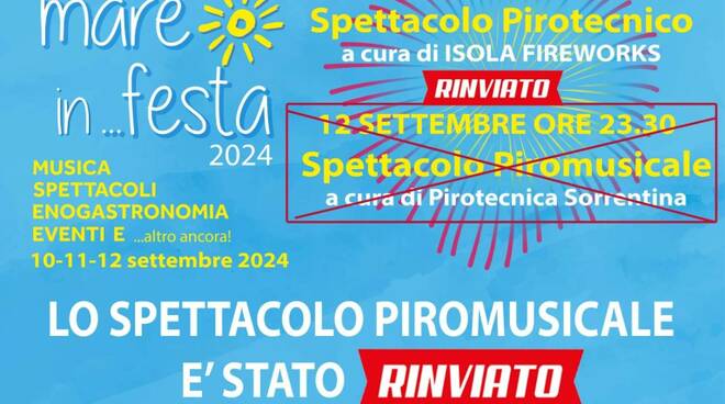 Meta Mare in Festa: rinviato lo spettacolo dei fuochi previsto per stasera 