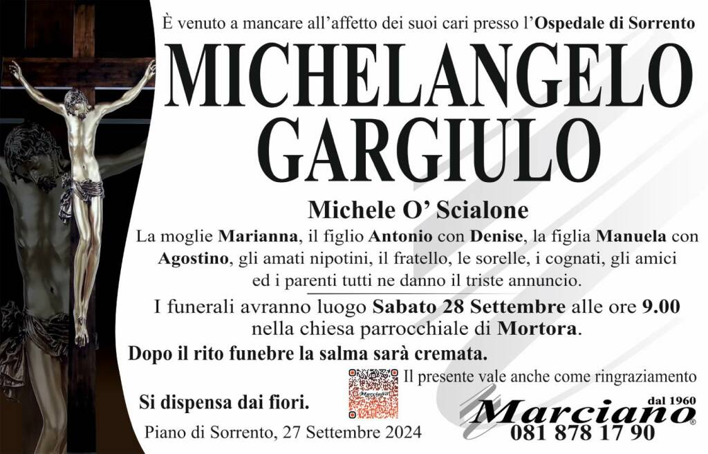 Piano di Sorrento porge l'estremo saluto a Michelangelo Gargiulo (Michele O' Scialone)